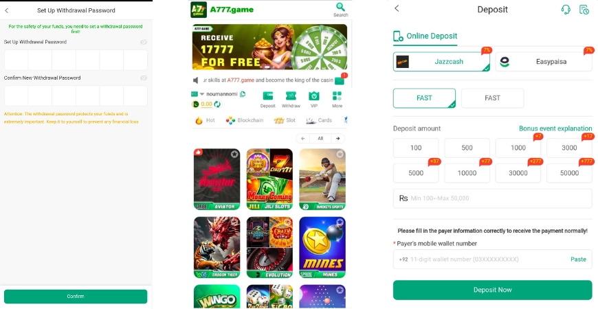 A777Game Withdraw and Deposit Process